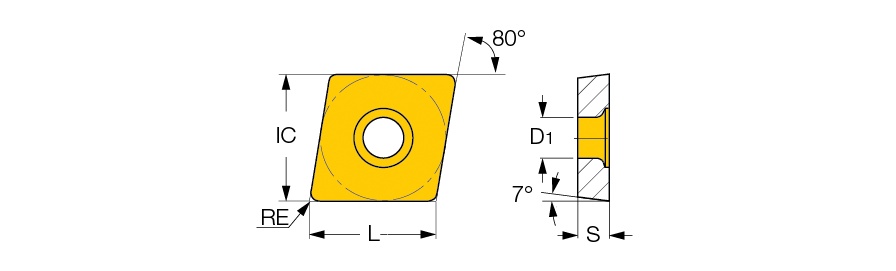 Picture of CCGT 060202SF YNG151 ZCC CCGT 21.50SF YNG151 80.0° Positive Finishing, Semi Finishing