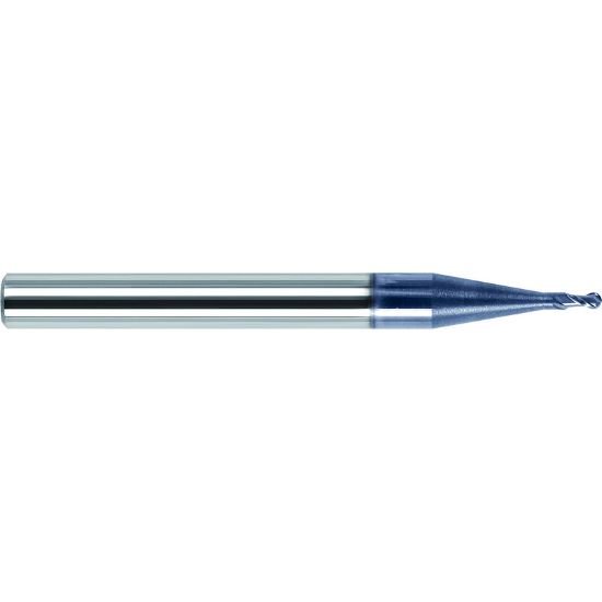 Picture of ZCC HM-2BS-R0.75 KMG555 Dia 1.50mm SH 0.1575 LOC 0.0906 OAL1.968 End Mill Standard Flute Variable Helix Carbide TiAlN Single End Ball NoseBall