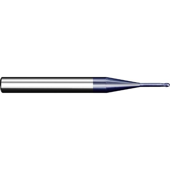 Picture of ZCC HM-2BP-R1.0-M10 KMG555 Dia 2mm SH 0.1575 LOC 0.1181 OAL1.9685 End Mill Standard Flute Variable Helix Carbide TiAlN Single End Ball NoseBall