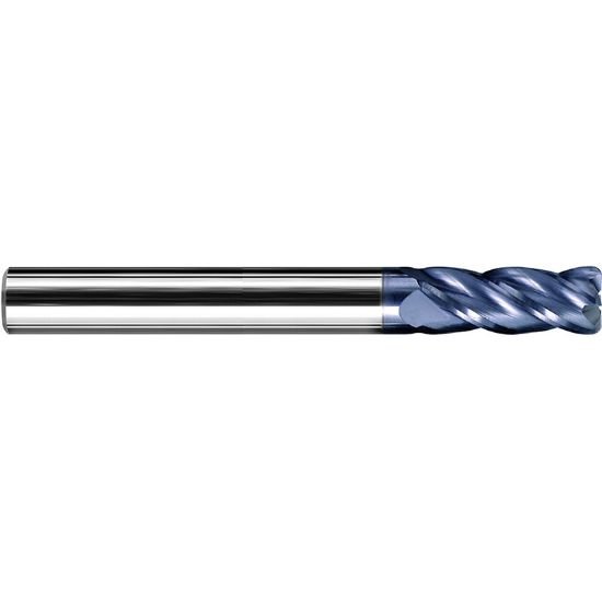 Picture of ZCC HM-4R-D3.0-R0.2 KMG555 Dia 3mm SH 0.1575 LOC 0.3150 OAL1.9685 End Mill Standard Flute Variable Helix Carbide TiAlN Single End Corner Radius0.0079 0.20mm